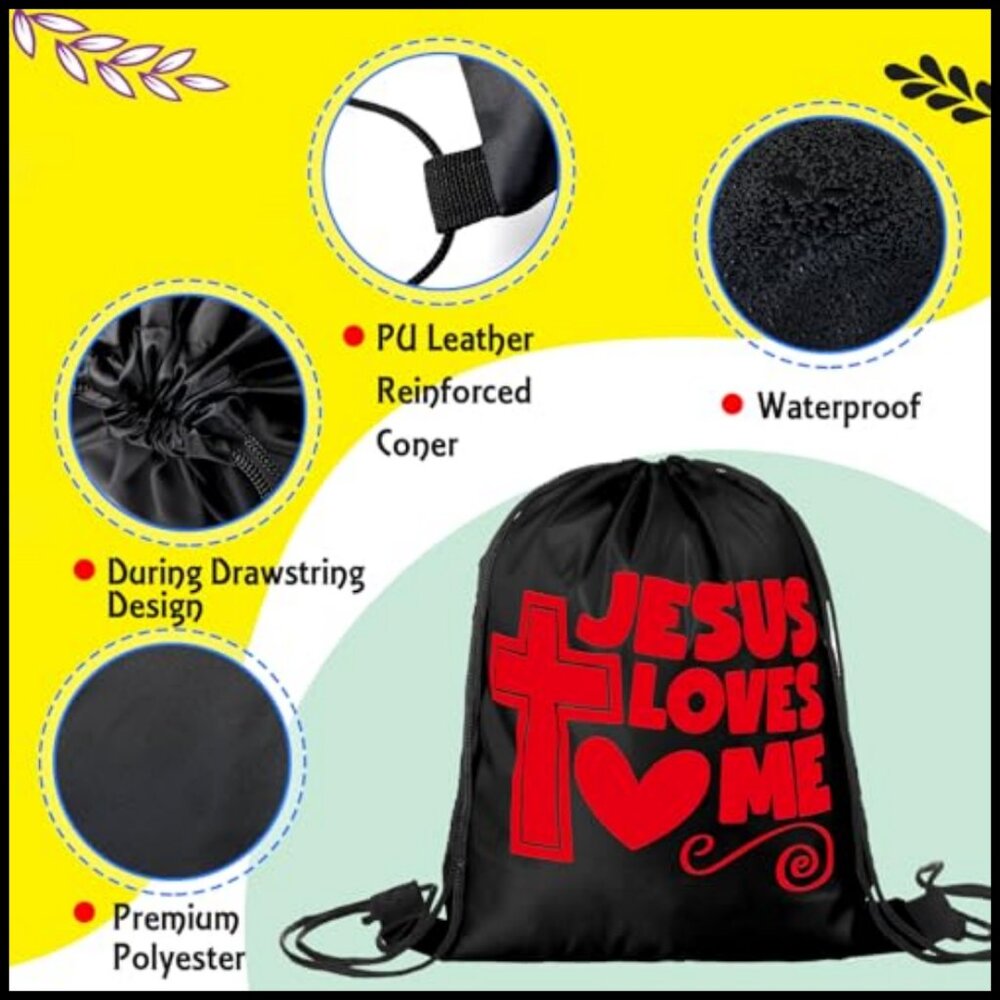 Religious Drawstring Backpack Bulk Set Christian … - image 4